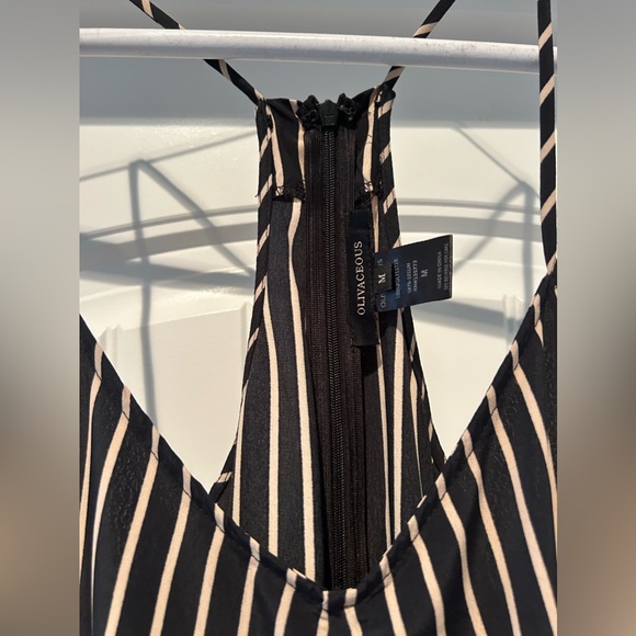 Olivaceous Black and cream pinstripe pant suit. - Picture 2 of 7